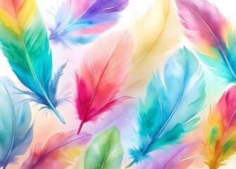 Colorful Feathers Watercolor Painting Creative Art Design Inspiration
