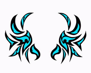 illustration vector graphics of design abstract tribal art dragon wings tattoo. elements
