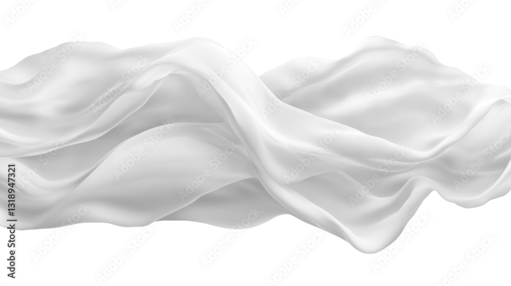 Fototapete a delicate, elegant white fabric billowing in the wind, cut out and isolated on a transparent backgr