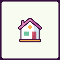 Vibrant Residence Icon with Unique Color Palette for Digital Design