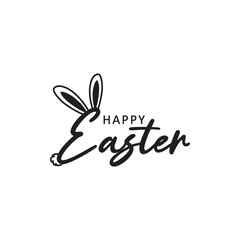 Cheerful Happy Easter Greeting Card Design Featuring Bunny Ears and Elegant Typography for Spring Festivities and Celebration