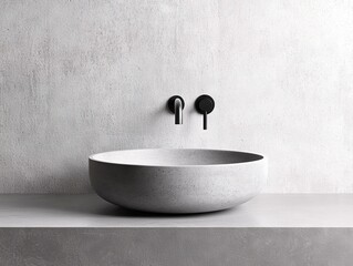 Modern concrete sink design minimalist bathroom interior decor contemporary style aesthetic viewpoint