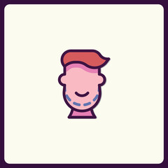 Stylized depiction of a male face icon showcasing unique hair design