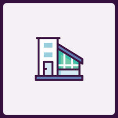 Stylized building icon, modern architecture with geometric precision