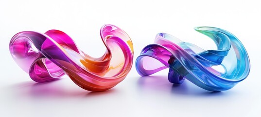 Fototapeta premium Abstract swirling colorful glass sculptures.