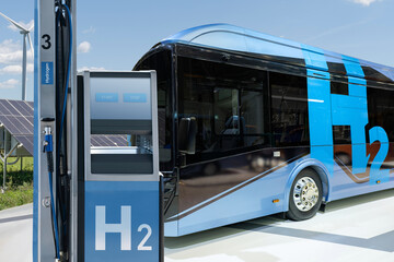 A hydrogen fuel cell bus with filling station