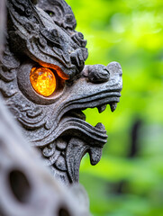 Ornate stone dragon head, close-up