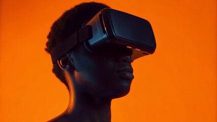 Immersive Vision: A person wearing VR glasses with a bright background, symbolizing the dawn of virtual reality