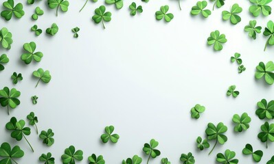Fototapeta premium Green Clovers Background for Saint Patrick's Day Design with Copy Space