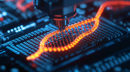 High tech molecular 3D printer constructing DNA sequence on chip