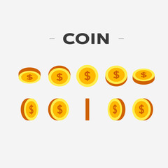 Flat Design Gold Coin Set