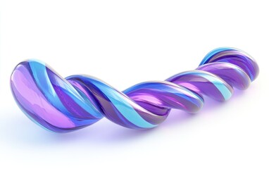 Abstract swirling glass sculpture in purple and blue.