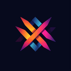 Abstract Starburst with Gradient Ribbons in Modern Geometric Design