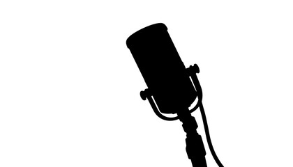 Silhouette of a microphone against a white background