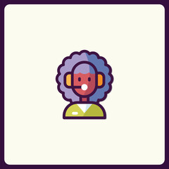 A colorful vector icon depicting a friendly customer service representative