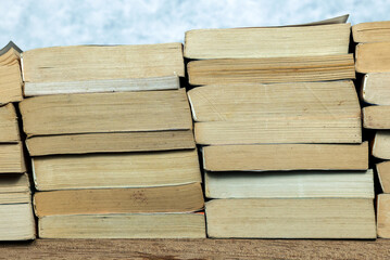 Stack of old books. Educational background