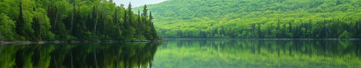 Fototapeta premium Serene lake surrounded by mountains