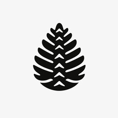 Pinecone silhouette in black on a white background