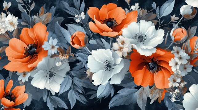 Fondo floral con flores colores vibrantes