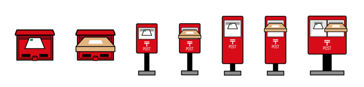 郵便イラストアイコンセット投函