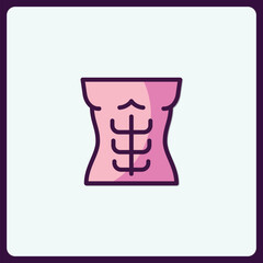 Illustrated muscular abs icon representing fitness and health symbol