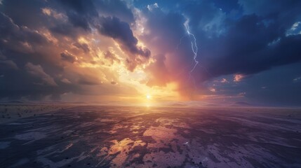 The abstract storm brings a dramatic light show. Dark clouds and rain add to the intense scene.
