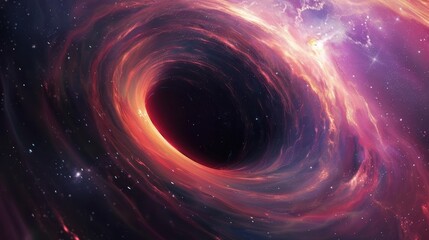 Obraz premium Abstract black hole with a glowing event horizon, Abstract black hole in the cosmos with a supernova explosion.