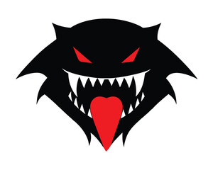 A bold black and red malware fang icon with a glitch effect, perfect for cybersecurity, hacking, or digital threat-related projects.