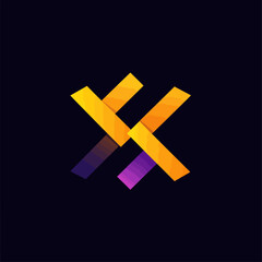 Obraz premium Abstract Orange Purple Gradient Geometric Shapes on Dark Blue Background