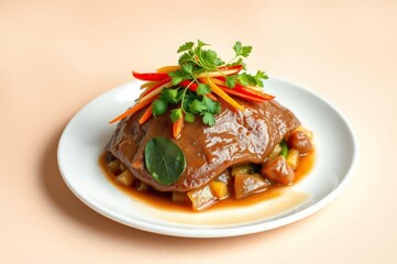 Vibrant Liver Dish on White Plate