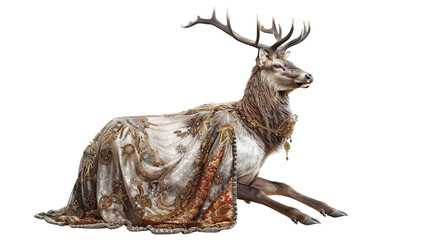 Obraz premium Extravagant Elk Adorned in Elegant Evening Dress Captures the Essence of Royal Charm