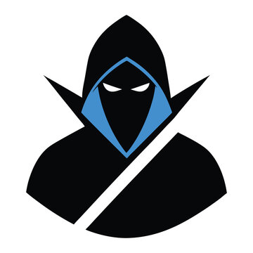 A striking blue hacker slash paired with a black hooded figure, representing cybersecurity, hacking, and digital threats for tech or security-related projects.
