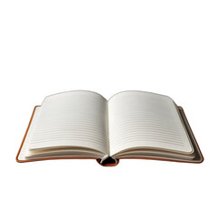 Fototapeta premium An Open Notebook Awaits Your Story, Its Blank Pages Promising Untold Adventures And Quiet Reflections In A Warm Brown Leather Cover Isolated on Transparent Background