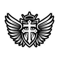 A solid style icon of angel wings symbol