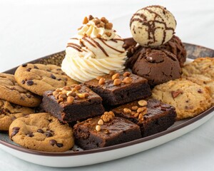 Fototapeta premium Ultimate Dessert Platter,with brownies, cookies, and ice cream