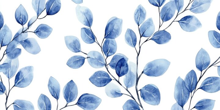 Fondo de hojas azules acuarela