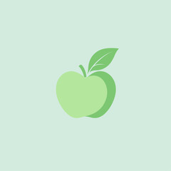 Green Apple Icon Design with Leaf - Fresh Fruit Logo Concept Design