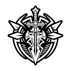 A glyph style icon of knight weapon symbol
