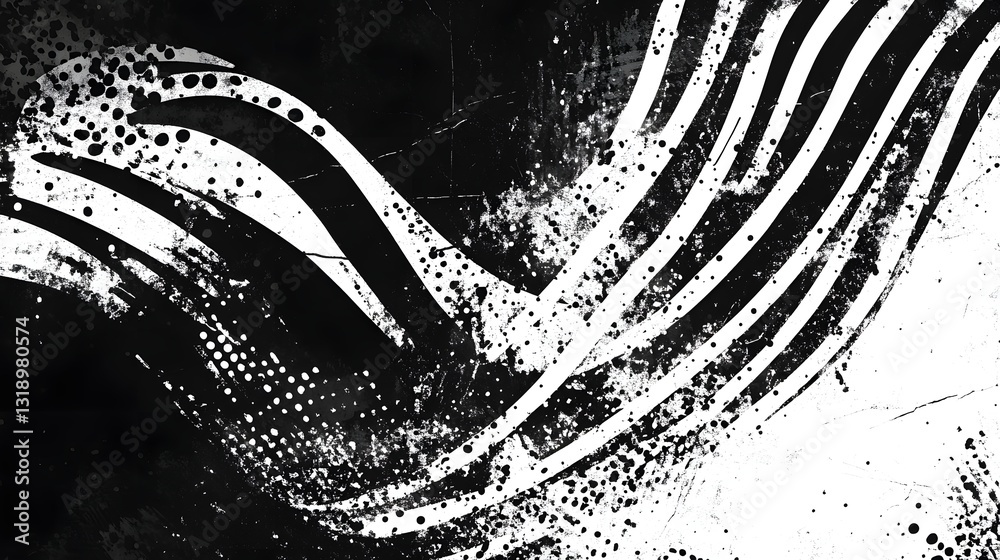 Poster Mesmerizing Abstract Geometric Patterns in Monochrome Contrast