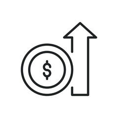Increase, growth thin line icons. Editable stroke and Perfect pixel on transparent background