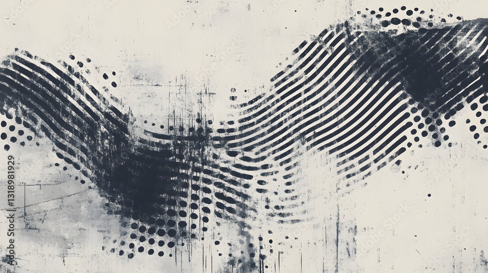 Poster Mesmerizing Abstract Monochrome Graphical Artwork with Intertwining Waves and Curves