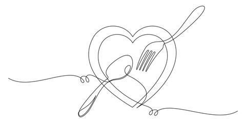cutlery continuous line vector 1