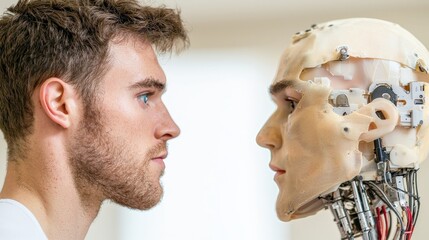 Human and robot face-to-face interaction.