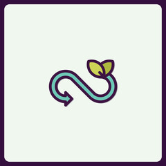 Stylized Arrow with Leaf Sprouts Icon symbolizing growth and eco-consciousness