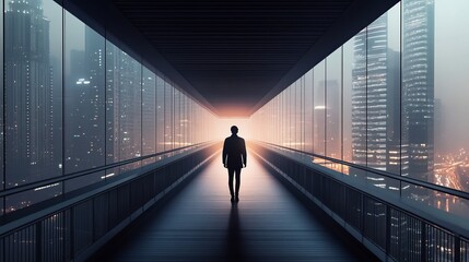 Fashion Businessman View City Text Bridge Minimalist