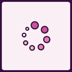 Circular arrangement of magenta dots forming a loading symbol design