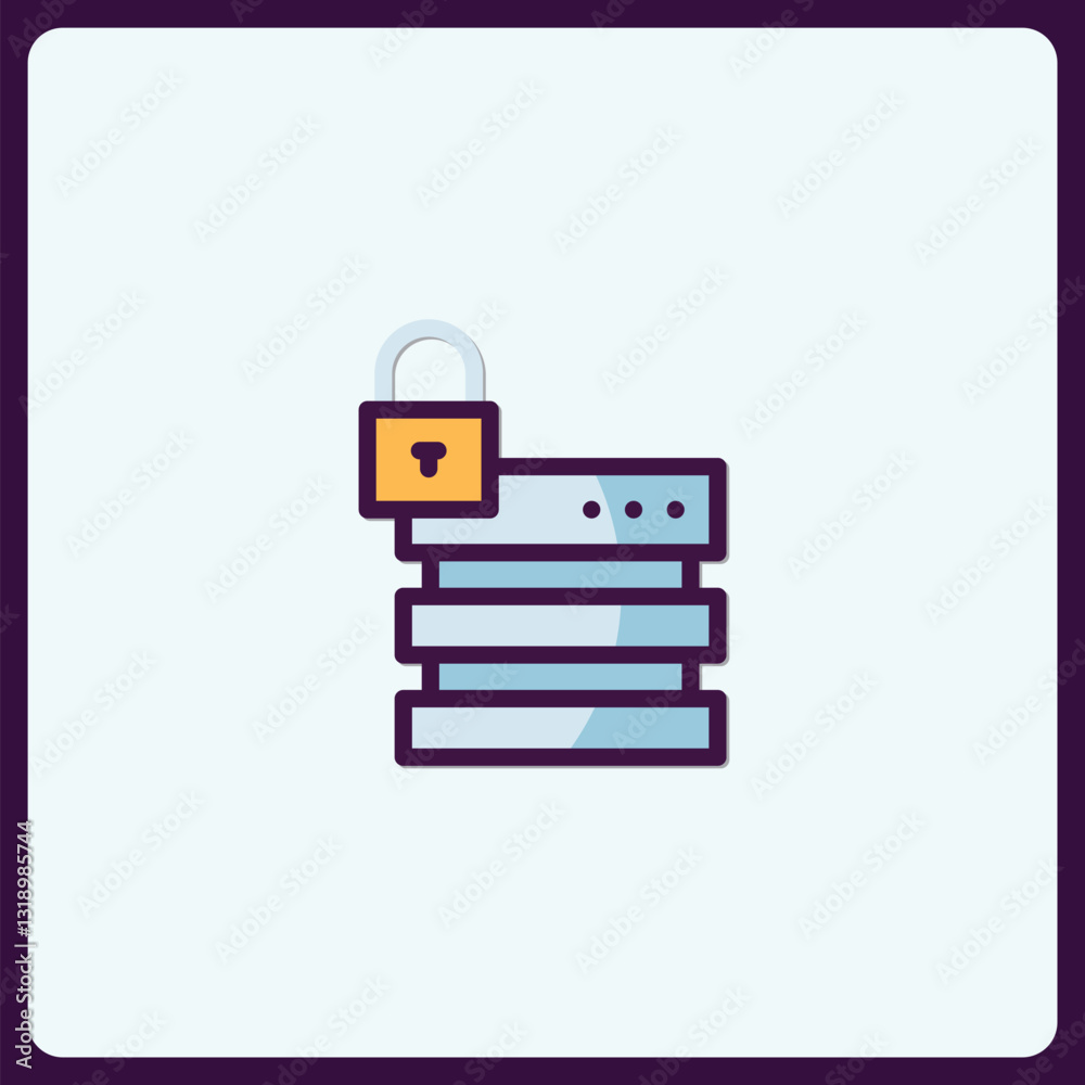 Poster secure data storage icon with lock symbolizing protection of information