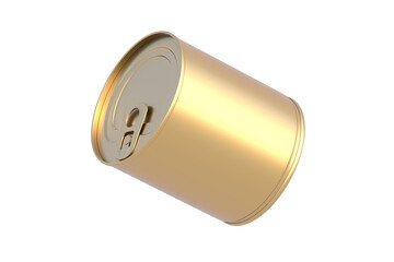 Golden tin with canned food isolated on white background. 3d render