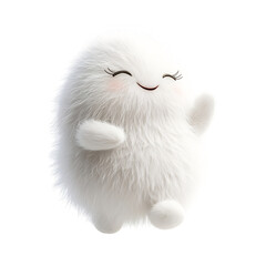 A Fluffy 3D Cartoon Character Dancing with Glowing Mus Isolated on Transparent Background