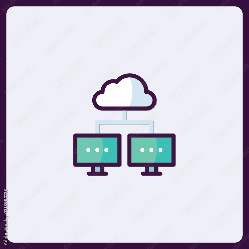 Poster cloud computing infrastructure displaying computer network diagram icon concept
